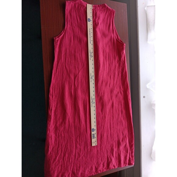 Vanessa Zani Linen Midi Shift Dress Large Red 100% Linen Sleeveless Italian EUC - Picture 6 of 6